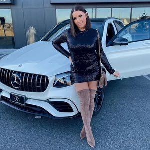 Sequin mini dress Black